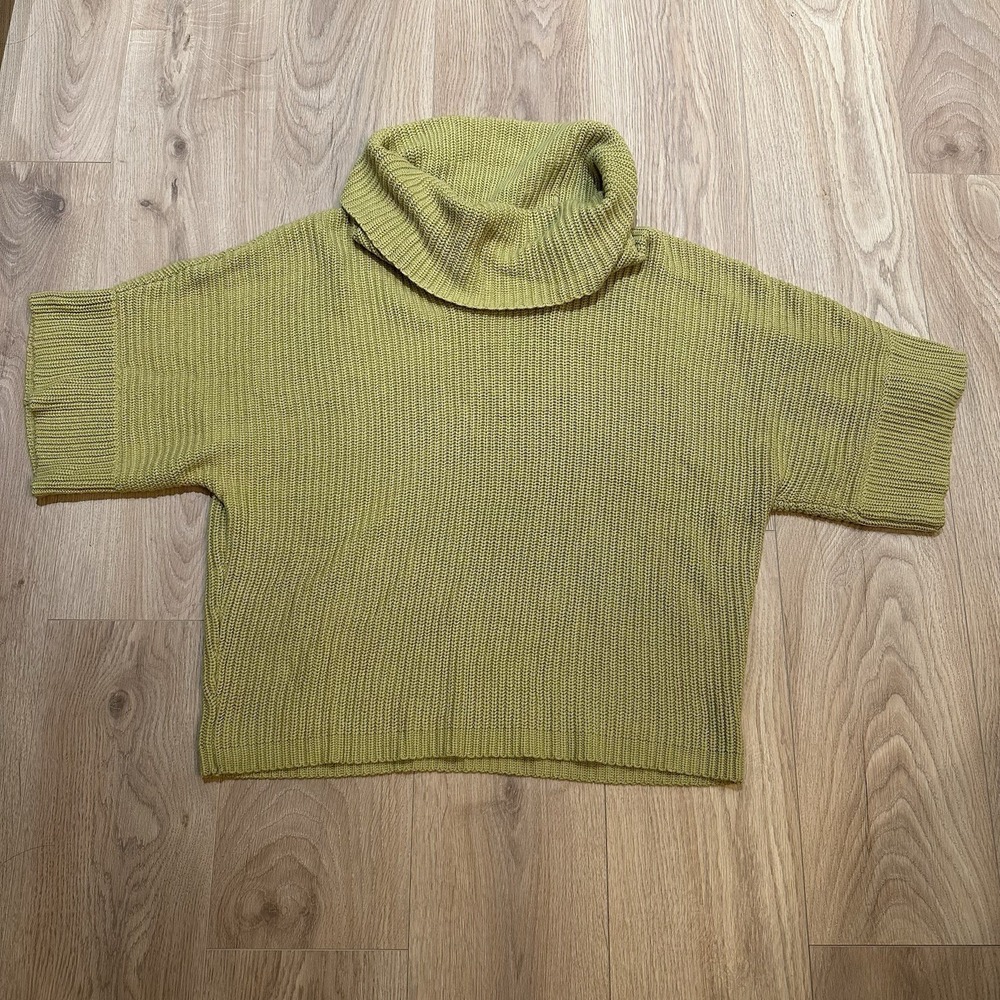 Chico's Women's 4 US‎ XXL 1X Green Rabbit Hair Blend Cowl Neck Sweater Boxy